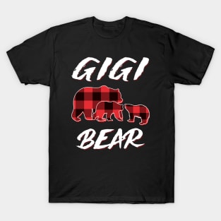 Gigi Bear Red Plaid Christmas Pajama Matching Family Gift T-Shirt